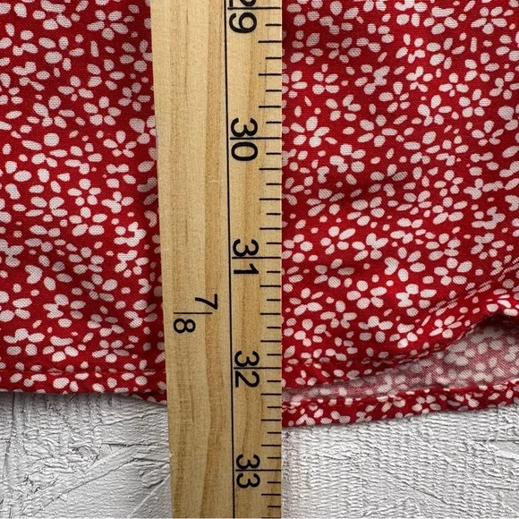 Divided By H&M Floral Red Button-Down Mini Dress Short Sleeves Tie Back - Medium - Picture 6 of 8